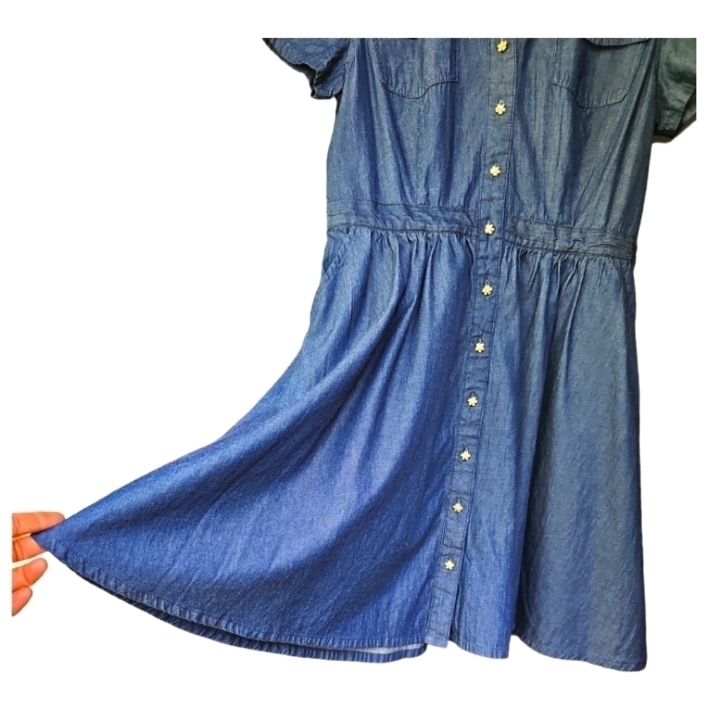 VINTAGE 90s Clues Collection Dark Wash Denim Dress  Size 8 - Picture 2 of 7